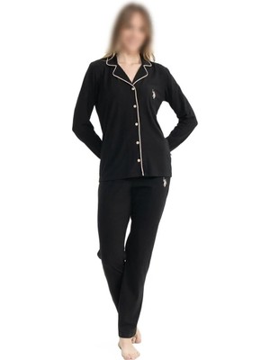 U.s. Polo Assn. -  Kadın Siyah Boydan Patlı Pijama Takımı 024Y.NEW.1A1.S.T0R0.A.0.PLUS
