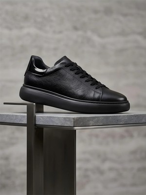 Lüks Seri Hakiki Deri Siyan Erkek Sneaker Comfort Ayakkabı Büyük Beden