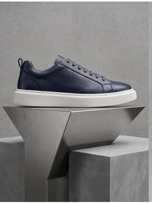 Büyük Beden Lacivert Hakiki Deri Özel Seri Açma Kolay Giyim Günlük Erkek Sneaker