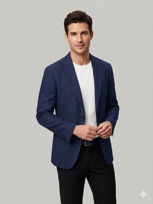 Centilmen Mcr Erkek Keten Görünümlü Slim Fit Blazer Ceket 41491