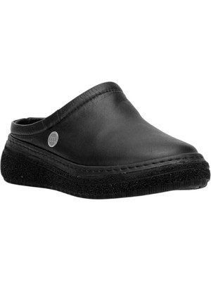 Mammamia D26YT-6140-B Siyah Kadın Comfort Deri Terlik