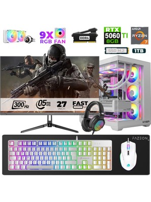 Xaser Star X120 Ryzen 7 5700X 32GB Ram 1tb M.2 Nvme SSD 8gb RTX5060TI 27" 300Hz Oyuncu Bilgisayarı