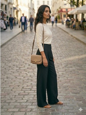 Bugga Palazzo Pantolon Oversize Orjinal Kesim