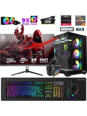 Xaser Star X150 Ryzen 7 5700X 32GB Ram 1tb M.2 Nvme SSD 16GB RX9060XT 27" 300Hz Oyuncu Bilgisayarı