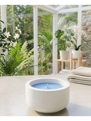 Yümanın Yumağı Okyanus Kokulu Yuvarlak Küçük Dekoratif Mum %100 Soya Wax