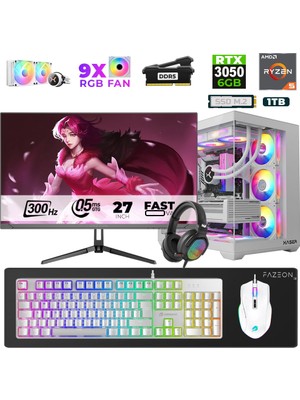 Xaser Star X180 Ryzen 5 7500F 16GB Ram 1tb M.2 Nvme SSD 6gb RTX3050 27" 300Hz Oyuncu Bilgisayarı