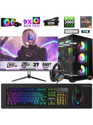 Xaser Star X230 Ryzen 5 7500F 32GB Ram 1tb M.2 Nvme SSD 12GB RTX3060 27" 300Hz Oyuncu Bilgisayarı
