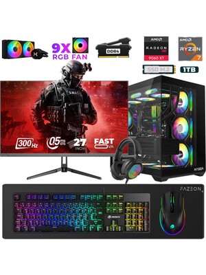 Xaser Star X130 Ryzen 7 5700X 16GB Ram 1tb M.2 Nvme SSD 16GB RX9060XT 27" 300Hz Oyuncu Bilgisayarı