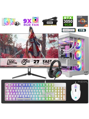 Xaser Star X200 Ryzen 5 7500F 32GB Ram 1tb M.2 Nvme SSD 6gb RTX3050 27" 300Hz Oyuncu Bilgisayarı