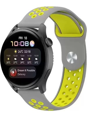 Naturion Newface Watch 22MM Spor Delikli Kordon - Gri-Yeşil