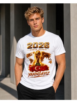 Generic 2026 Dünya Kupası Yanındayız Baskılı %100 Pamuk Premium Unisex Tişört