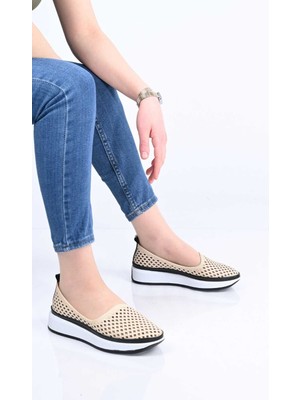 Bestello Bağcıksız Zımba Detaylı Poli Taban Hakiki Deri Casual 328-2040 Kadın Ayakkabı