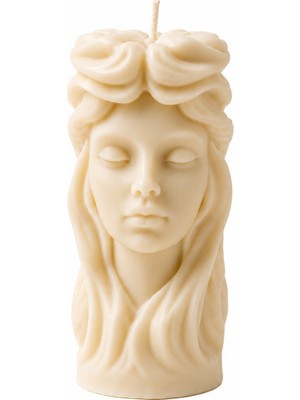 Waxera Antik Kadın Büstü Mum 12 cm %100 Doğal Soya Wax El Yapımı Dekoratif Heykel Mum