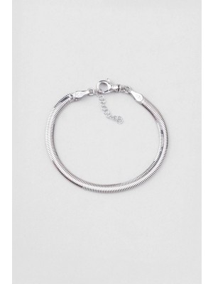 So CHIC Cashmere 18 Ayar Beyaz Altın Kaplama 19 Cm Gümüş Balık Sırtı Bileklik