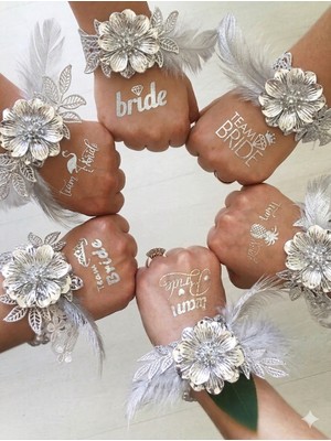 Çavuş E-Ticaret Bride To Be Gümüş Dövme Bekarlığa Veda Gelin Parti Kutlama 12 Adet