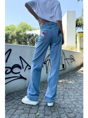 Naturion Nakış Detaylı Wıde Leg Jean
