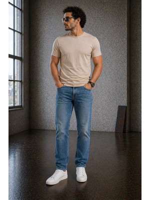 Connemara Jeans Erkek Açık Mavi Regular Fit Likralı Jean Pantolon Rahat Kalıp Günlük Denim