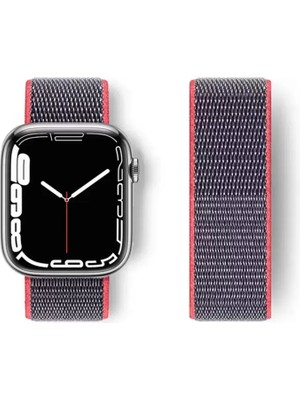 Naturion Newface Apple Watch 42MM Hasırlı Cırtcırtlı Kordon - Pembe