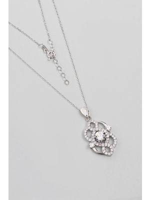 So CHIC Otantik Tasarım 18 Ayar Beyaz Altın Kaplama 43 cm Gümüş Kolye