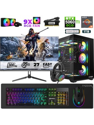 Xaser Star X290 Ryzen 5 7500F 16GB Ram 1tb M.2 Nvme SSD 8gb RTX5060TI 27" 300Hz Oyuncu Bilgisayarı