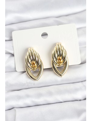 sbodurhome  Pirinç Gold Renk Sarmal Damla Model Vintage Kadın Küpe TG27BKP11638