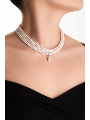 So CHIC Margaret 18 Ayar Beyaz Altın Kaplama 42 cm Gümüş Inci Gerdanlık