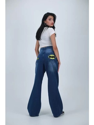 Naturion Batman Baskılı Dark Blue Baggy Jean