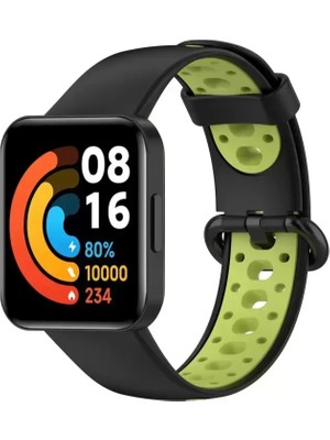 Naturion Newface Xiaomi Redmi Watch 2 Spor Delikli Kordon - Siyah-Yeşil