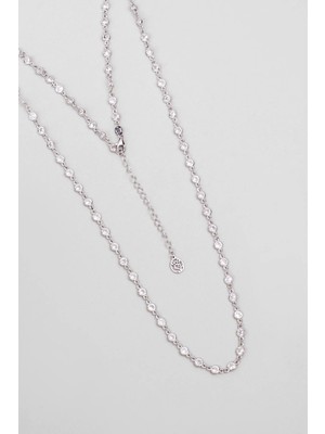 So CHIC Minimal Işıltı 18 Ayar Beyaz Altın Kaplama 65 Cm Gümüş Kolye