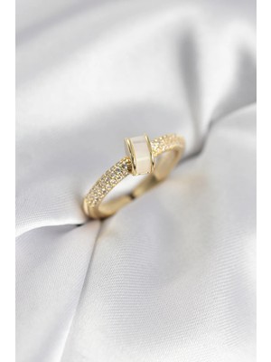 sbodurhome  Zirkon Taşlı Sedefli Gold Renk Kadın Yüzük TG27BYK3942