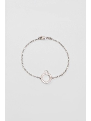 So CHIC Minimal Halka 18 Ayar Beyaz Altın Kaplama 19 Cm Gümüş Bileklik