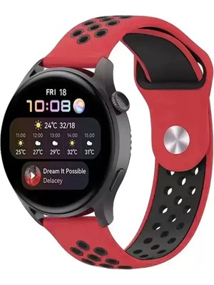 Naturion Newface Watch 20MM Spor Delikli Kordon - Kırmızı-Siyah