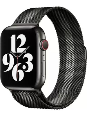 Naturion Newface Apple Watch 38MM Metal Mıknatıslı Kordon - Siyah-Beyaz