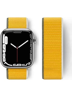 Naturion Newface Apple Watch 42MM Hasırlı Cırtcırtlı Kordon - Sarı