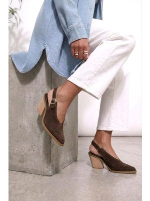 Fox Shoes U654304202 Kahverengi Hakiki Deri Süet Western Topuklu Ayakkabı