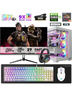 Xaser Star X300 Ryzen 5 7500F 16GB Ram 1tb M.2 Nvme SSD 8gb RTX5060TI 27" 300Hz Oyuncu Bilgisayarı