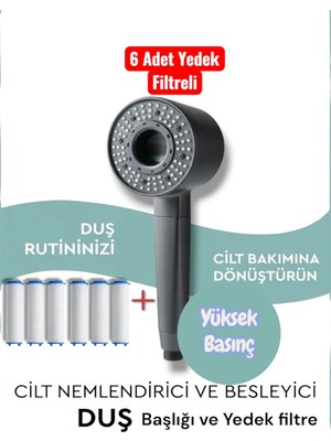 Truva Kireç Önleyici Özellikli Yüksek Basınçlı Su Tararruflu Duş Başlığı(6Adet yedek filtresiyle)