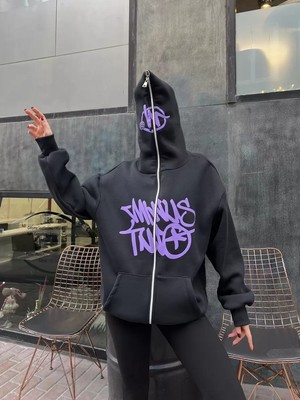 Naturion Oversize Zip-Up Graffiti Hoodie - Full Face Zip