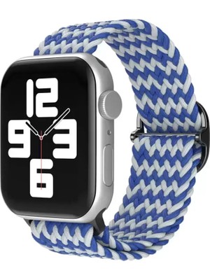 Naturion Newface Apple Watch 38MM Star Kordon - Zigzag Beyaz-Mavi