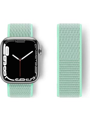 Naturion Newface Apple Watch 42MM Hasırlı Cırtcırtlı Kordon - Turkuaz