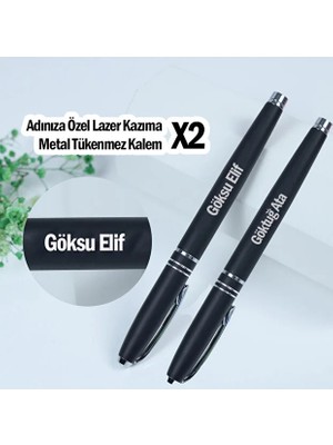 Craft Neova Isme Özel Lazer Işlemeli Metal 2'li Prestij Tükenmez Kalem | 2 Adet Lazer ile Yazılı Adınıza Özel Tasarım
