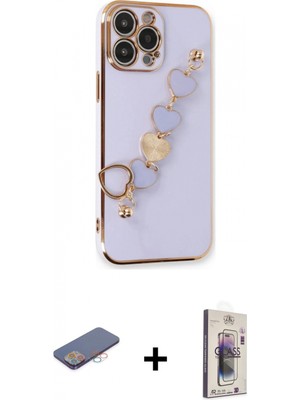 Marsilyan™- iPhone 13 Pro Max Kılıf Nova Işık Prime - Siyah Bilvis 3D Cam Ekran Koruyucu + Renkli Kamera Lens Koruma Cam - Pe