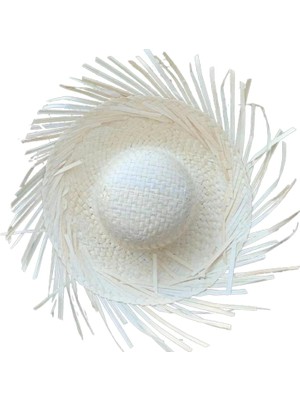 sbodurhome Tropikal Parti Beyaz Hasır Hawaii Şapkası 13X36 cm