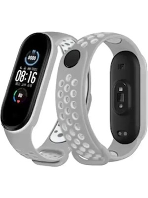 Naturion Newface Xiaomi Mi Band 6 Spor Delikli Kordon - Gri-Kırmızı