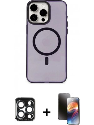 Marsilyan™- iPhone 15 Pro Max Kılıf Eksen Işık Prime - Siyah 3D Antistatik Mat Seramik Nano Ekran Koruyucu + Pvd Metal Kamera Lens - Lt