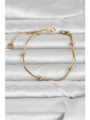 sbodurhome  316L Çelik Gold Renk Top Zincirli Kadın Bileklik TG27BB8393
