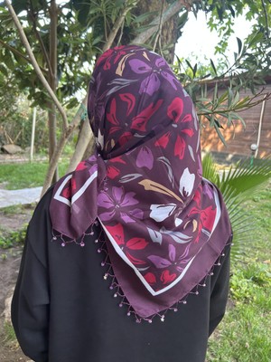Sümeyye Çeyiz El Emeği Boncuk Oyası Yazma Tülbent Yemeni El Işi Boncuklu Yazma 100X100 cm