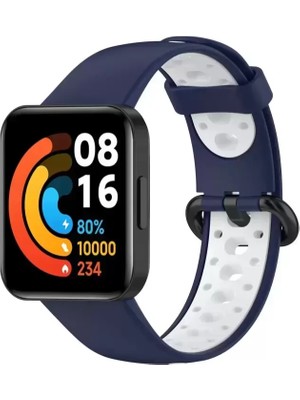 Naturion Newface Xiaomi Redmi Watch 2 Spor Delikli Kordon - Lacivert-Beyaz