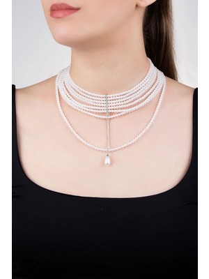 So CHIC Emma 18 Ayar Beyaz Altın Kaplama 41 cm Gümüş Choker Kolye