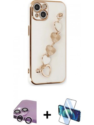 Marsilyan™- iPhone 14 Kılıf Nova Işık Prime - Siyah 3D Antistatik Cam Ekran Koruyucu + Raze Metal Kamera Lens - Mr